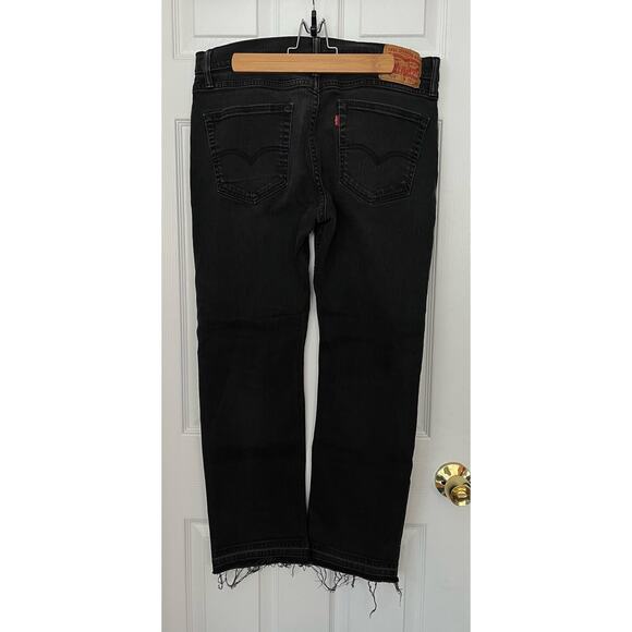 Levis 514 Black Jeans Frayed Hem 36x30 Stretch $70 - Picture 2 of 6